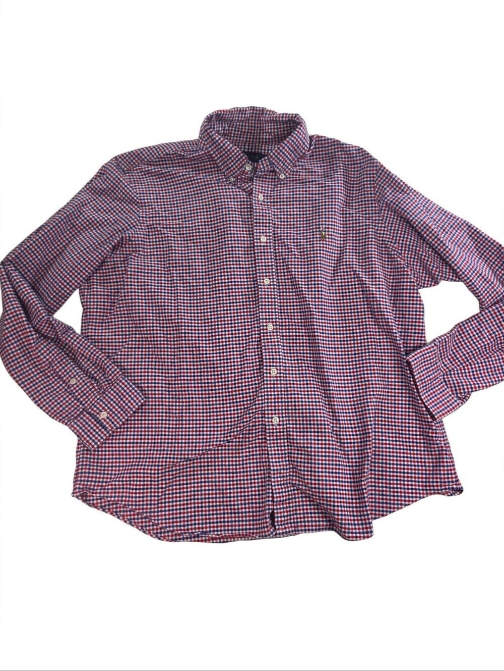 Ralph Lauren Shirt Mens XXL Red Blue White Gingham Check Pony 100% Cotton